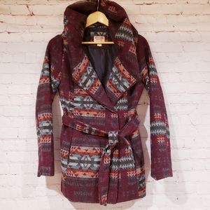 Mossimo Aztec Print Wrap Coat 
